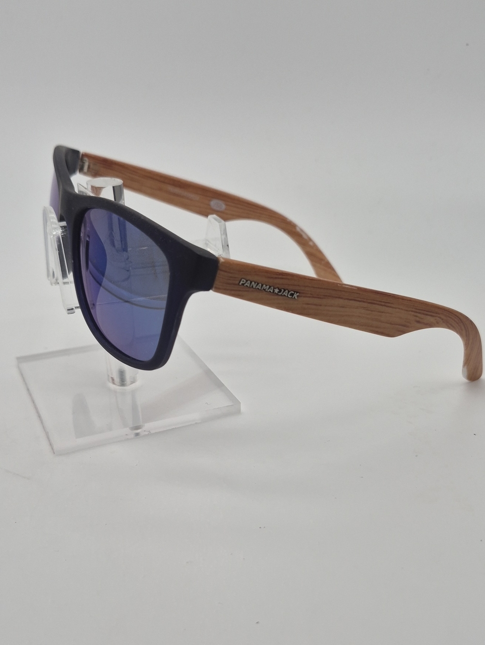 Panama Jack Men’s Wood-Style Frame Sunglasses in Black and Brown